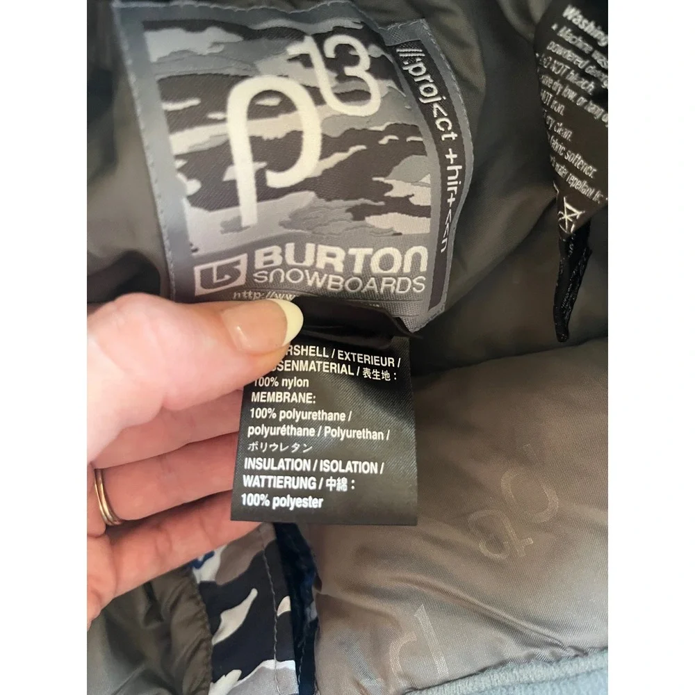 Burton Snow Pants Kids 14 16 L Boys Blue Camo Insulated Snowboarding Ski